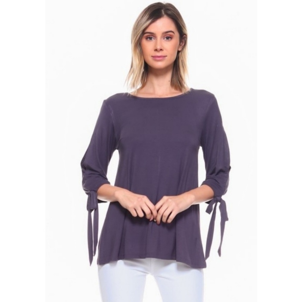 Women's Cut Out Half Sleeve Tie Jersey Top D Gray